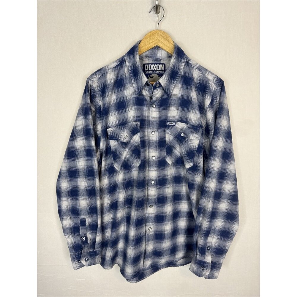 Dixxon Flannel Company Midway Plaid Snap Shirt Blue White Western Men M